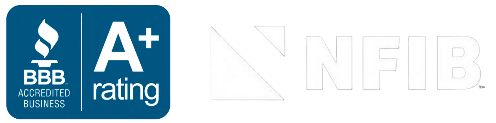 BBB Accredited Business A+ rating seal next to the NFIB logo.