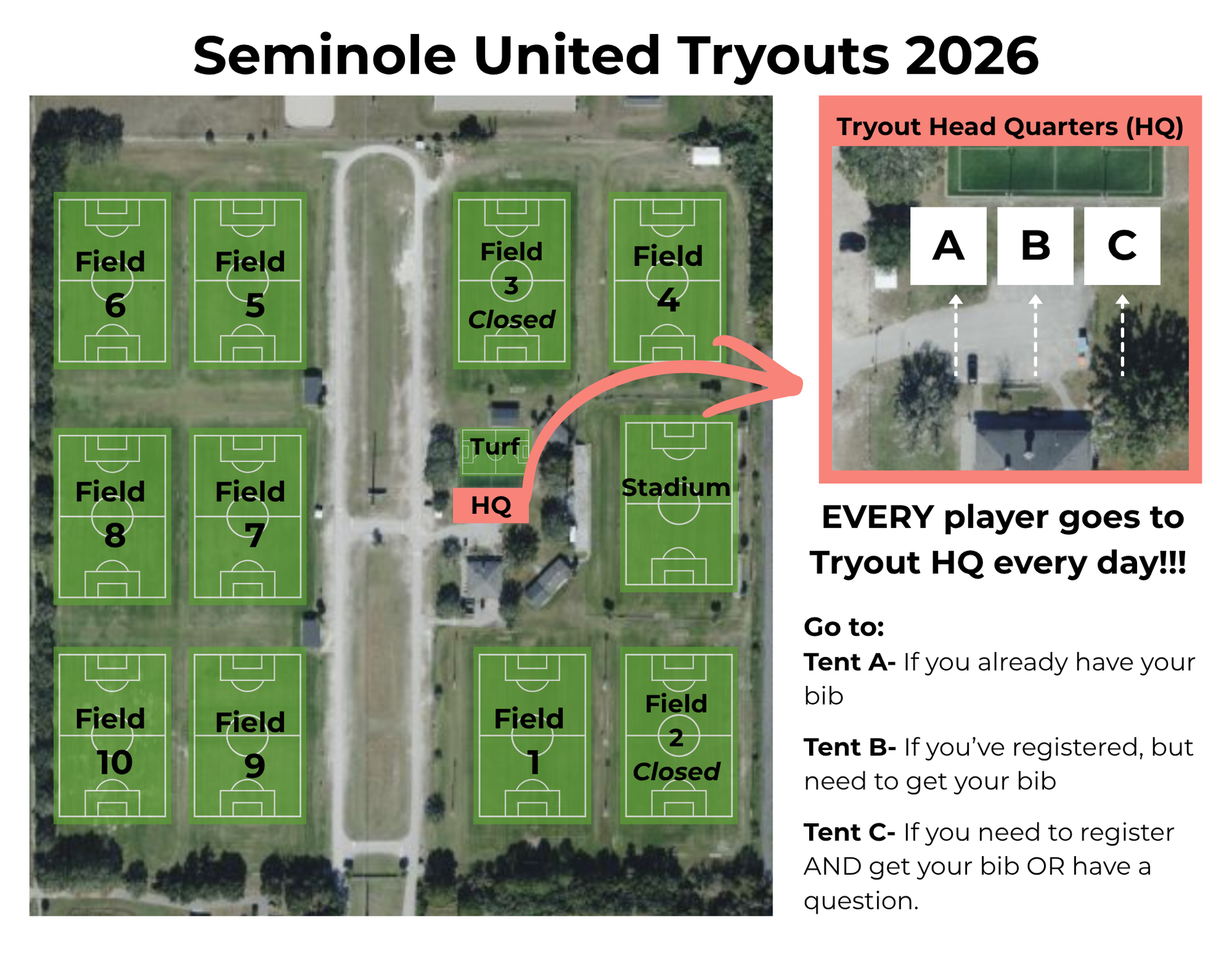 Seminole United Tryouts 2026 Field Map