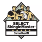 Select ShingleMaster certification logo: three men holding shingles, surrounded by text and stars.