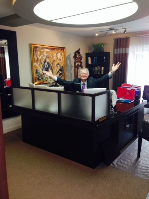 Front office, warm welcome, man greeting on office