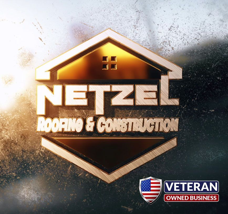 Logo for Netzel Roofing & Construction, with a patriotic 