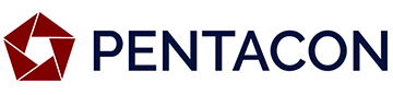 The Pentacon logo featuring a red geometric pentagon icon composed of overlapping blades next to the brand name in blue. — LS Plant Hire in Calliope, QLD