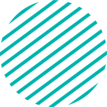 A blue and white striped circle on a white background.