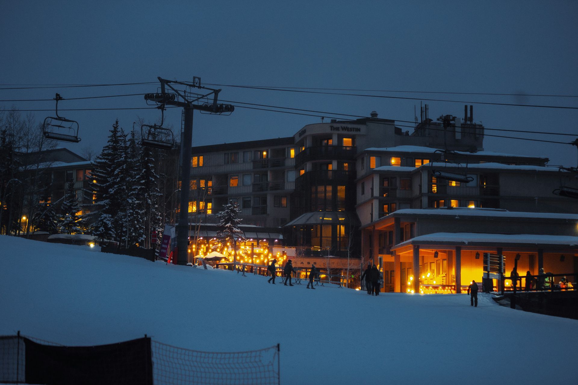 Snowmass Colorado hillside at night. 