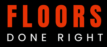 Logo reading “FLOORS DONE RIGHT” in orange and white on a black background