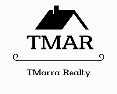 A black and white logo for a real estate company called tmar.