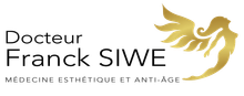 Un logo pour le docteur franck siwe avec un ange en or
