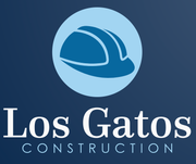 A blue and white logo for los gatos construction