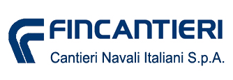 A blue and white logo for fincantieri cantiere navali italiani s.p.a.