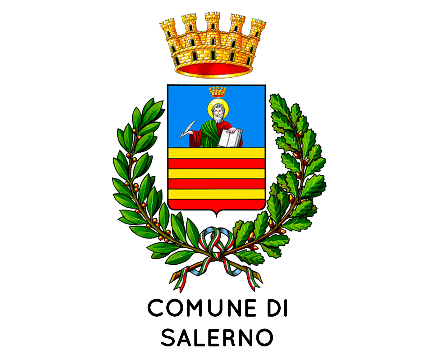 Lo stemma del comune di salerno è raffigurato su sfondo bianco.