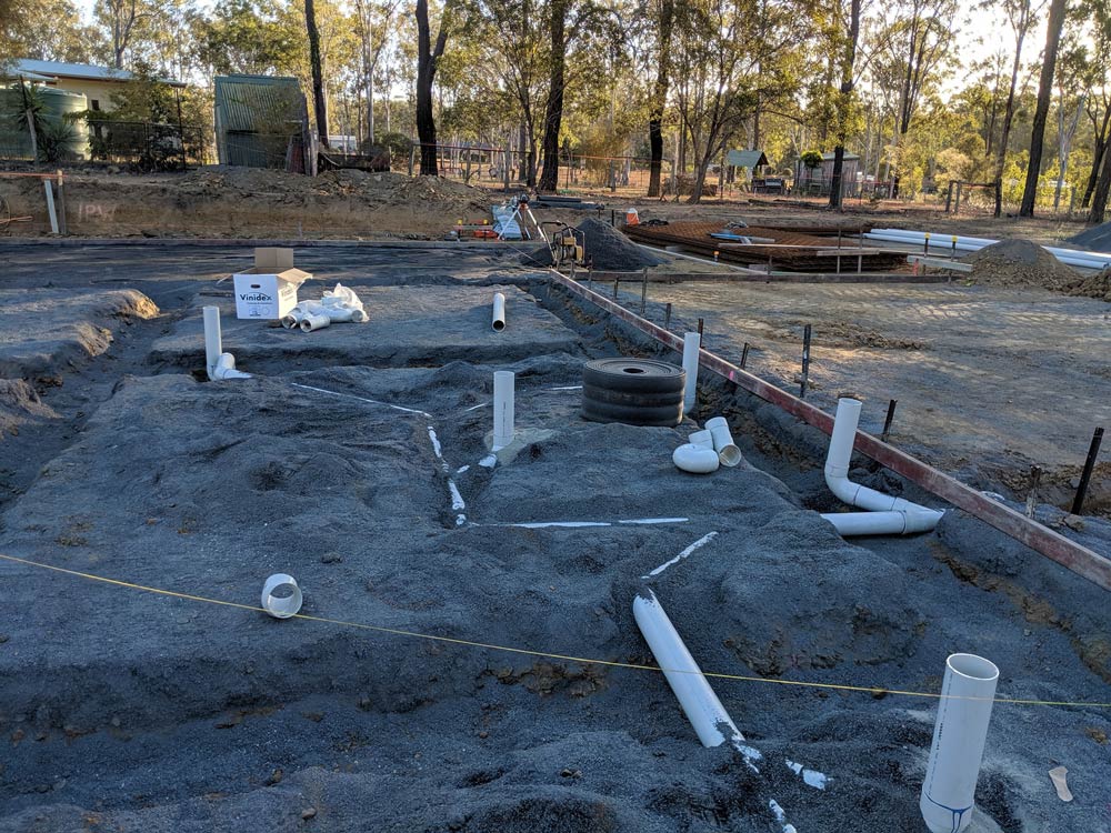 Under Construction Layout Plumbing Work With Pipes — Antony Garrett Plumbing Services In Childers QLD