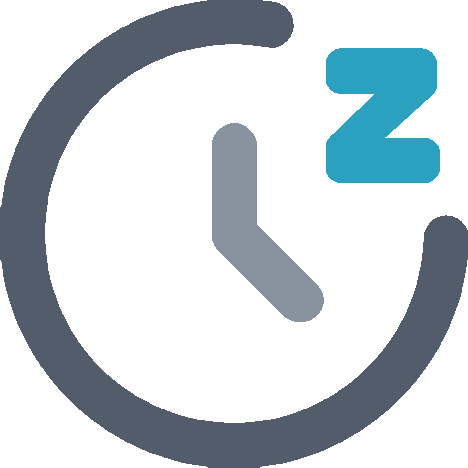 An icon of a clock with the letter z on it.