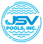 The logo for jsv pools , inc. is a leak specialist.