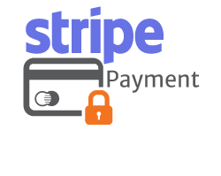 The words stripe payment with a credit card and lock icon