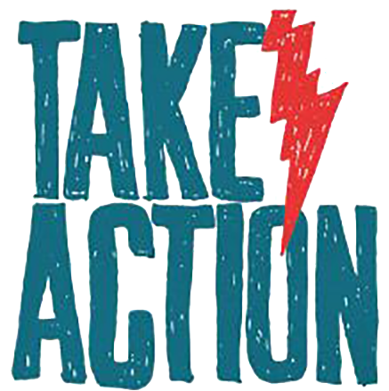 Take Action graphic with lightning bolt