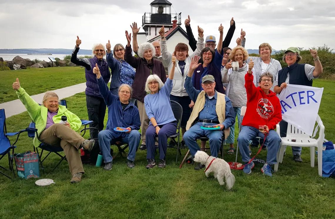 KEC members celebrate one year anniversary, in 2019, at Point No Point.