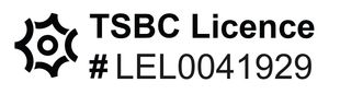 A black and white logo for tsbc licence