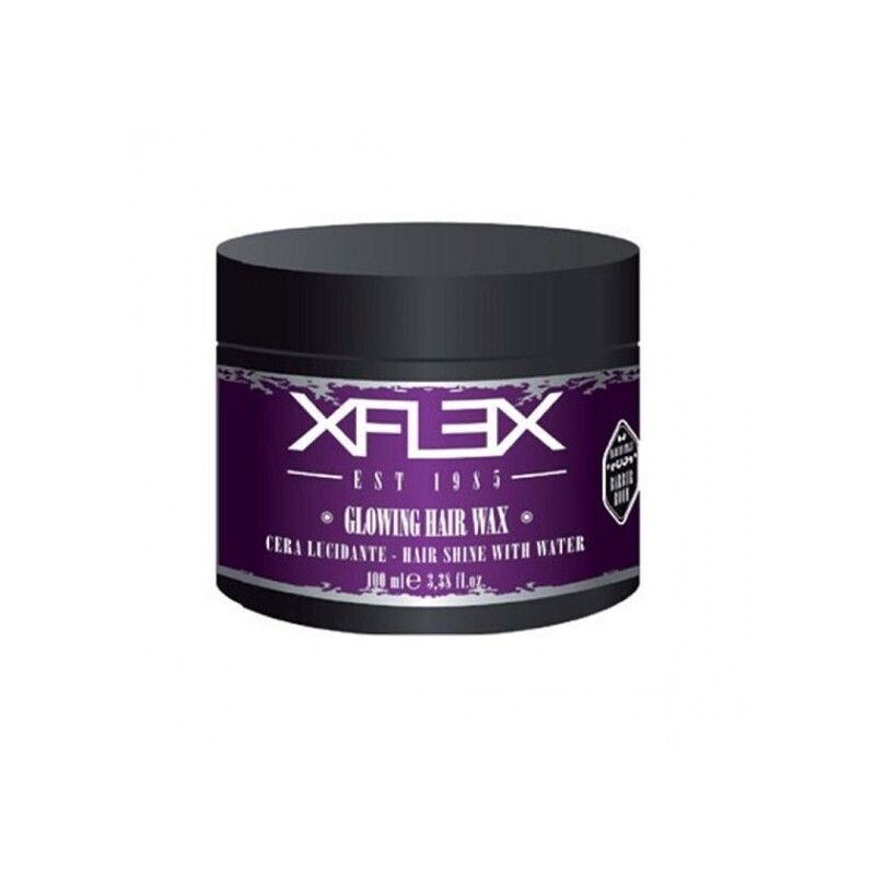 Barattolo viola scuro di cera per capelli Xflex Glowing.