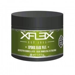 Cera per capelli X-FLEX Spider, barattolo verde e nero.