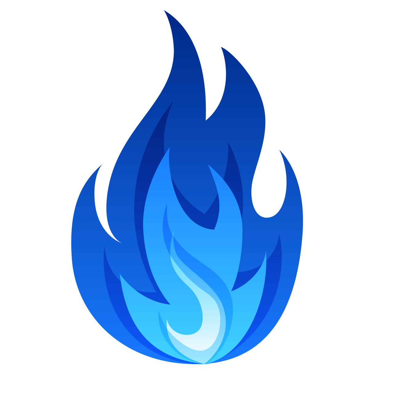 Une icône de feu bleu sur fond blanc