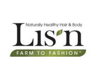 A logo for lis’n Farm to Fashion naturally healthy hair and body
