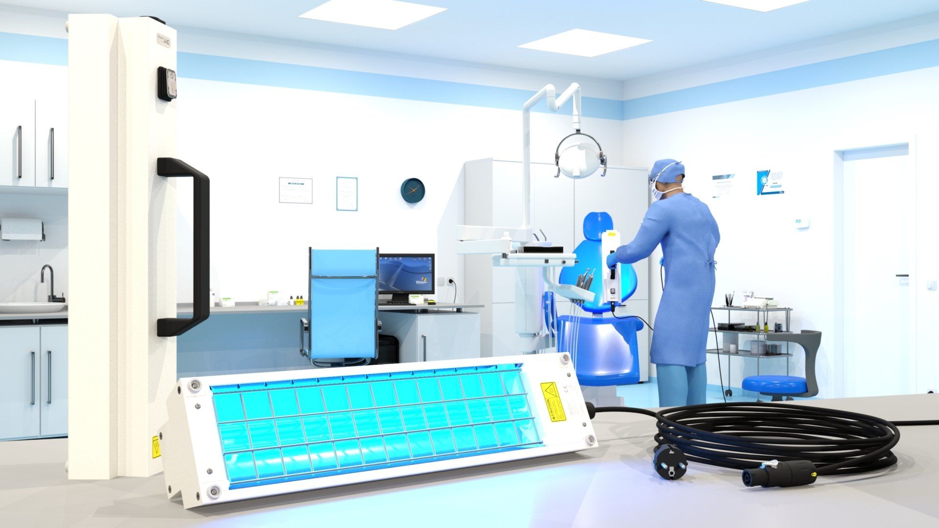 Sterylux UV-C, Sterylux, Virus, Microrganismi, UVC, radiazione UVC, Batteri, Muffe, Sterilizzazione, Sterilizzazione UVC, Studio dentistico, Medicale, Sanitario