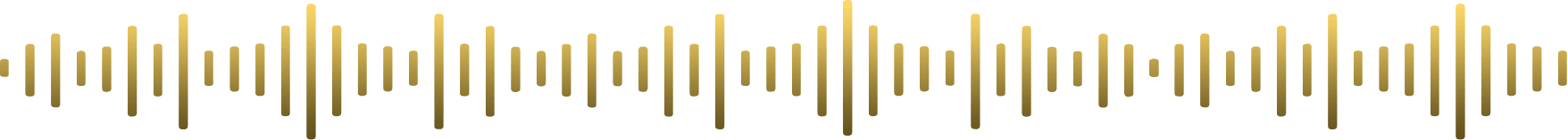 Eine Audiowellenform aus variierenden vertikalen Linien vor weißem Hintergrund mit einem goldenen Farbverlauf.