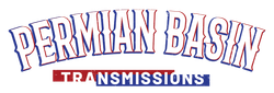 Permian Basin Transmissions logo in red, blue, and white text on a light background