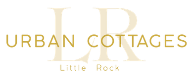 A logo for urban cottages little rock on a white background.