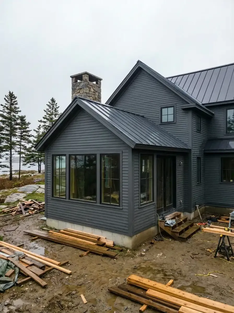 A kitchen with white cabinets, a black stove, and a window with a checkered curtain.