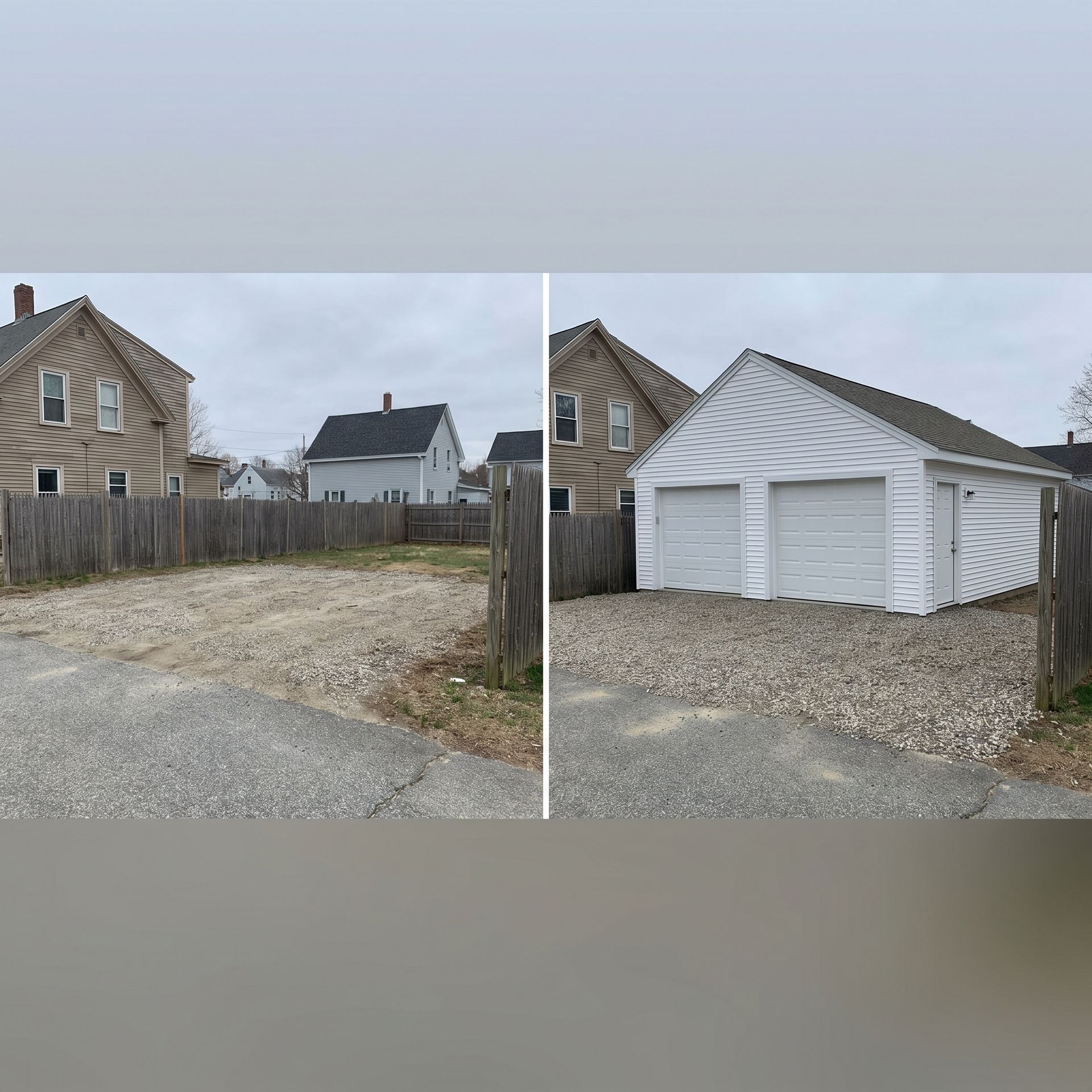 Before and after garage build Biddeford ME Before and after garage build Biddeford ME