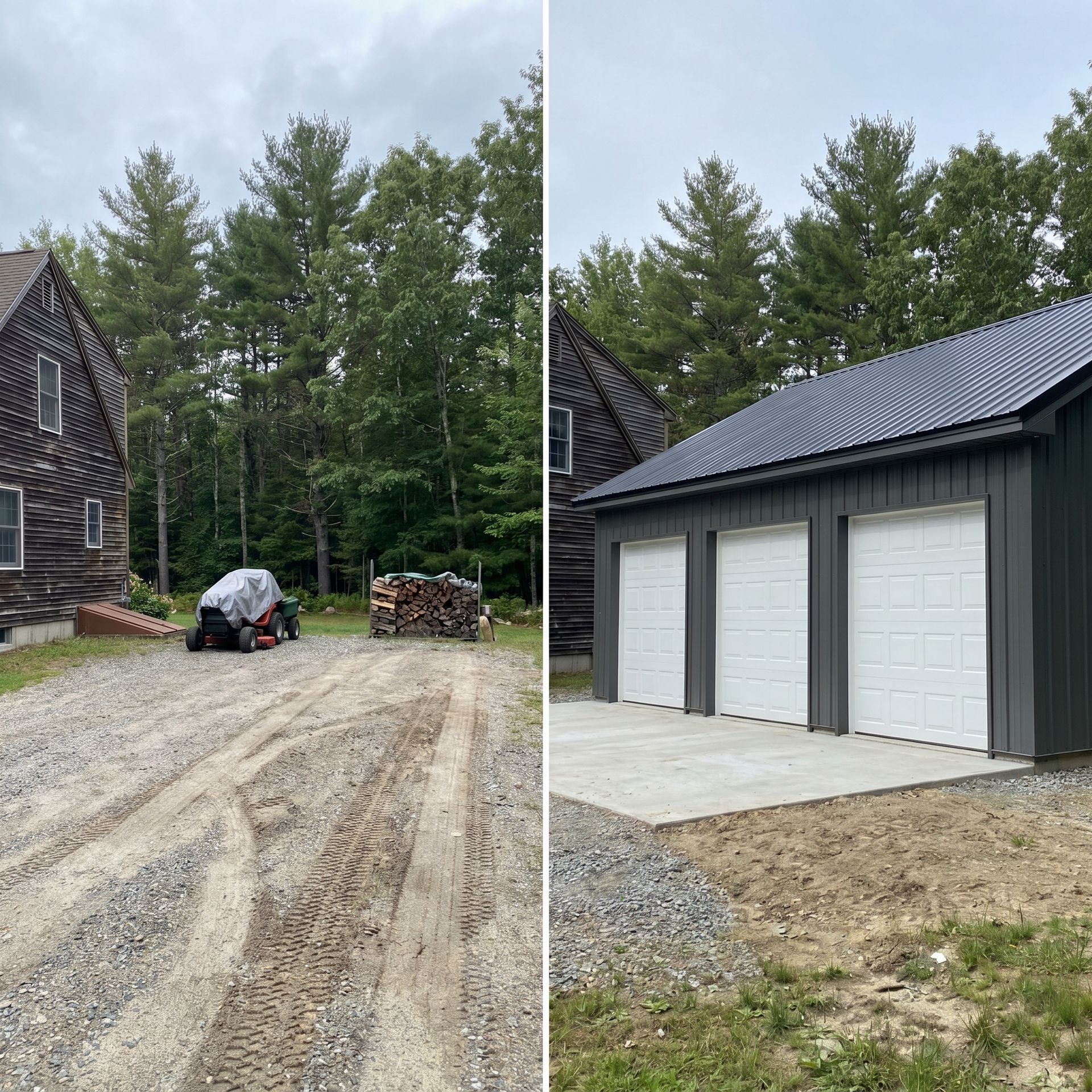 Before and after garage build Buxton ME Before and after garage build Buxton ME