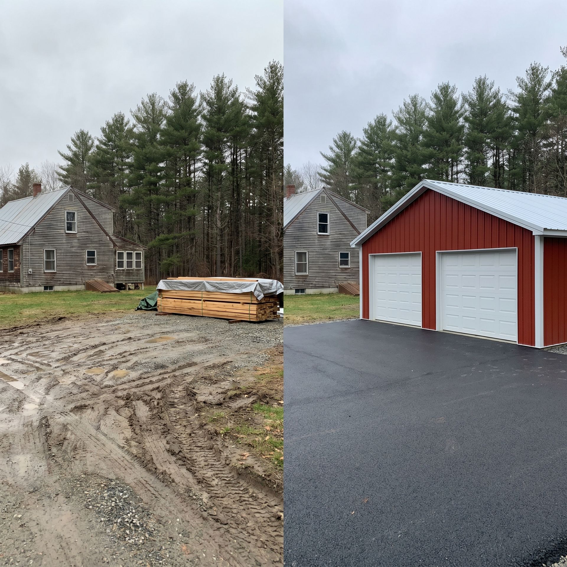 Before and after garage Dayton ME