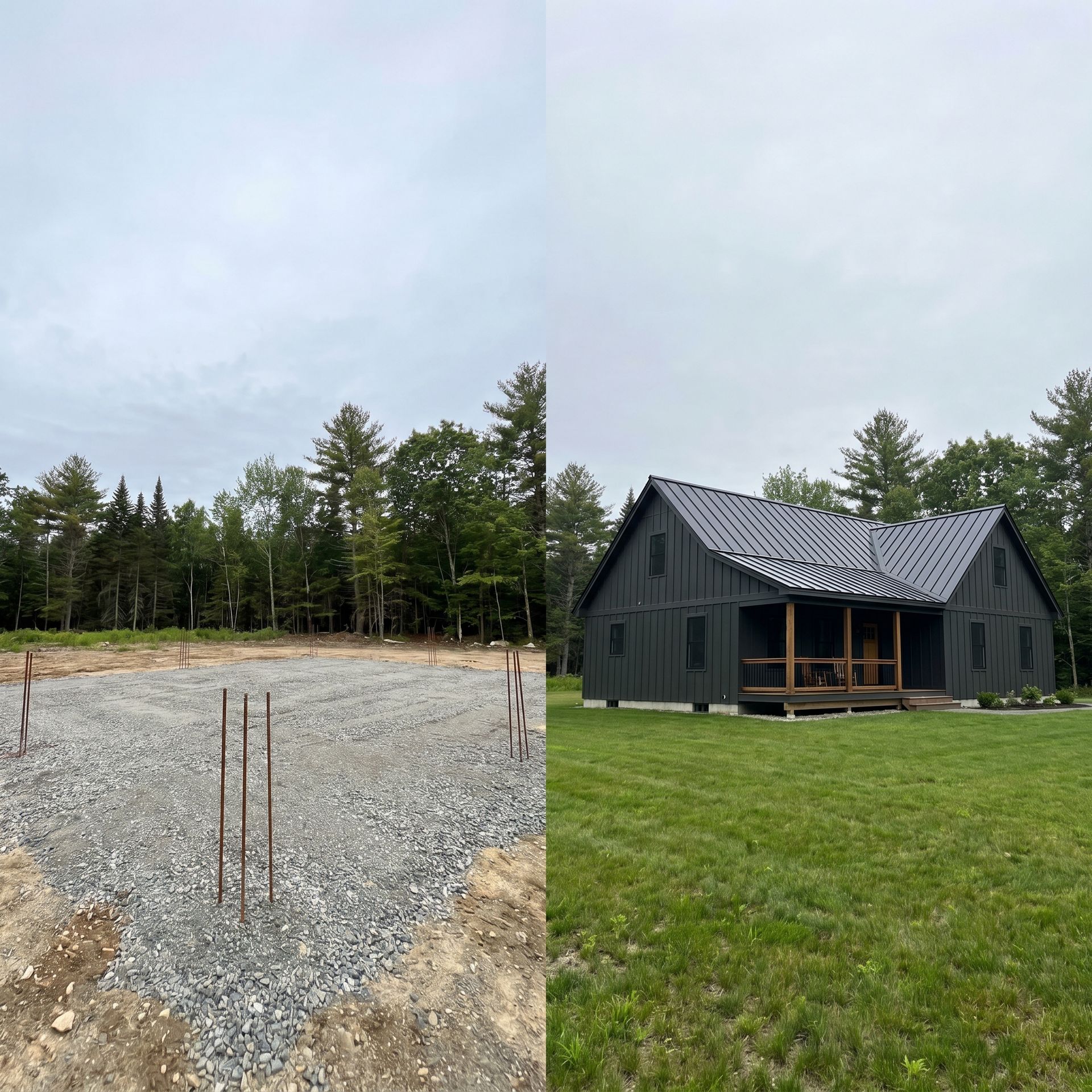 Before and after custom home build Dayton ME Before and after custom home build Dayton ME