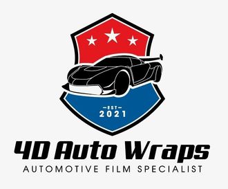 A logo for 4d auto wraps automotive film specialist