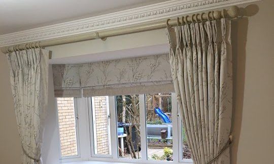 Roman Blind  with matching curtains, custom made and fitfed