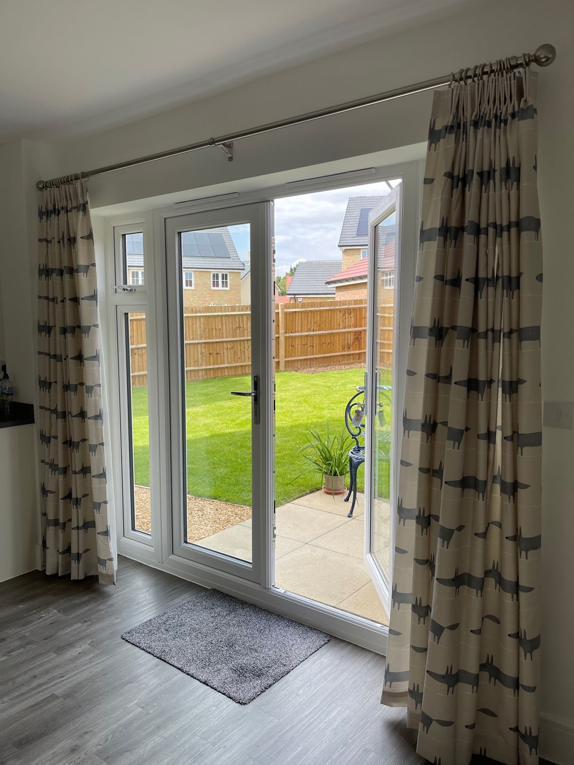 Patio Door Curtains custom made and fitted in a newbuild house , Bedford and Milton Keynes areas