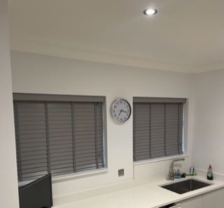 Venetian Blinds for a kitchen, grey colour