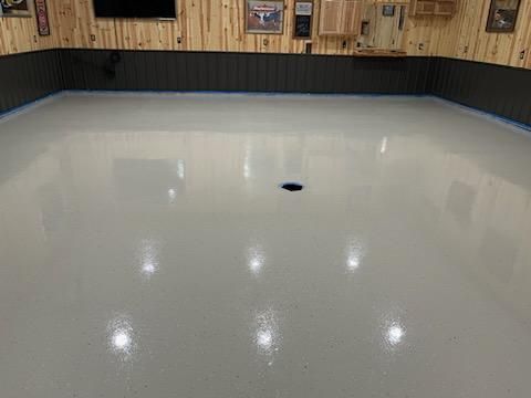 There is a hole in the floor in the middle of the room.