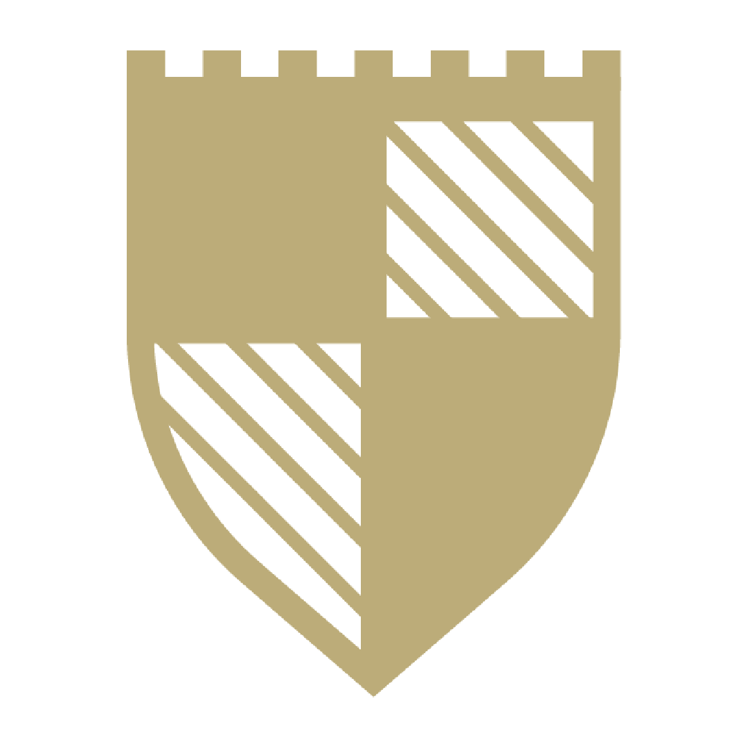 A shield with a crown and three leaves on it