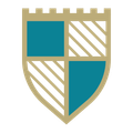 A shield with a crown and three leaves on it
