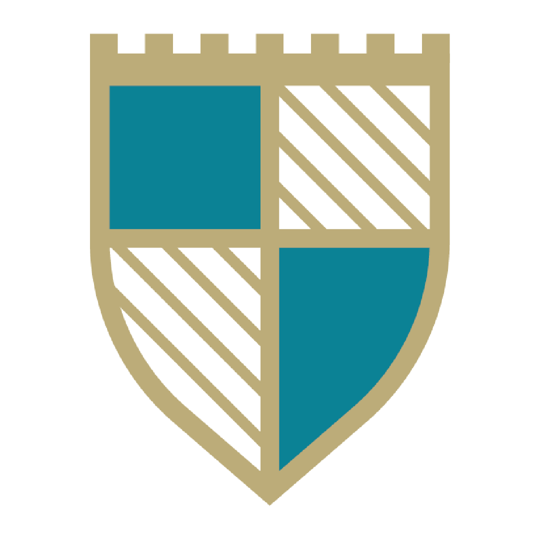 A shield with a crown and three leaves on it
