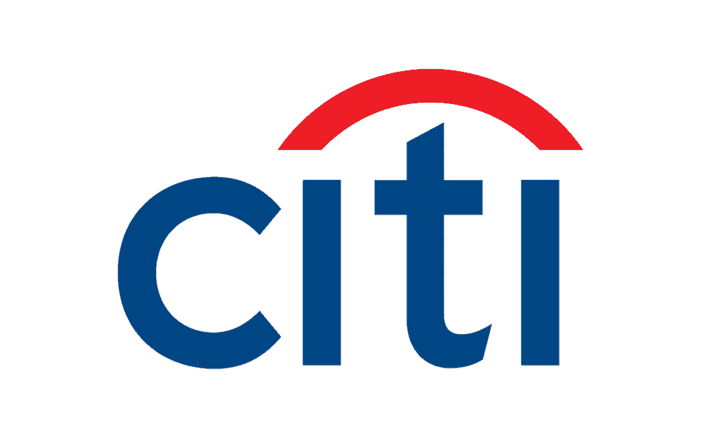 A blue and red logo for citi bank on a white background.
