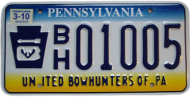 United Bowhunters of PA - License Plate