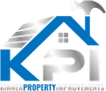 Logo for Kinne Property Improvements: Blue house outline with a hammer, silver "KPI", and business name.