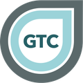 A logo featuring the dark teal text 
