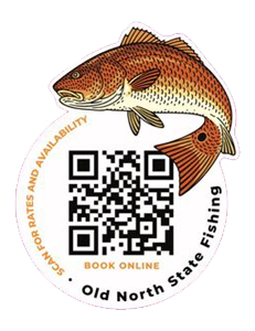 A sticker with a fish and a qr code for old north state fishing.