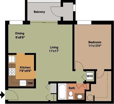 1 bed 2d floor plan