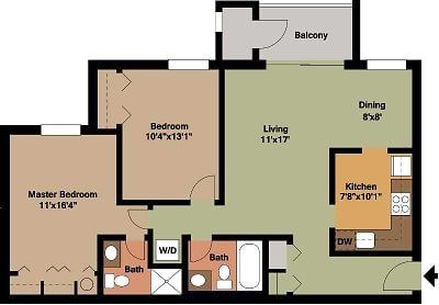 2 bed 2d floor plan