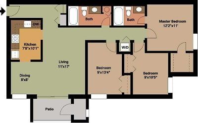 3 bed 2d floor plan